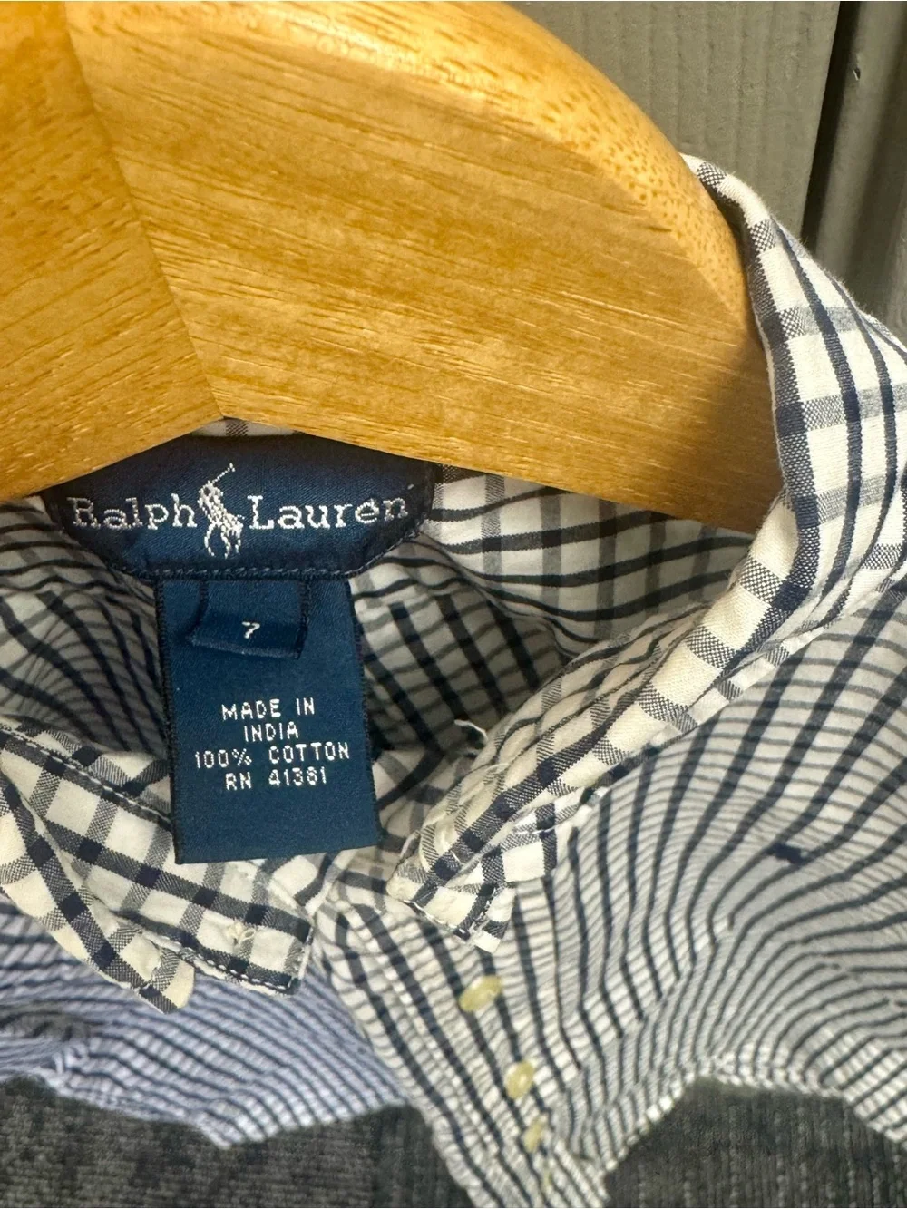 Ralph Lauren Navy & White Check Button-Down Shirt - Kids